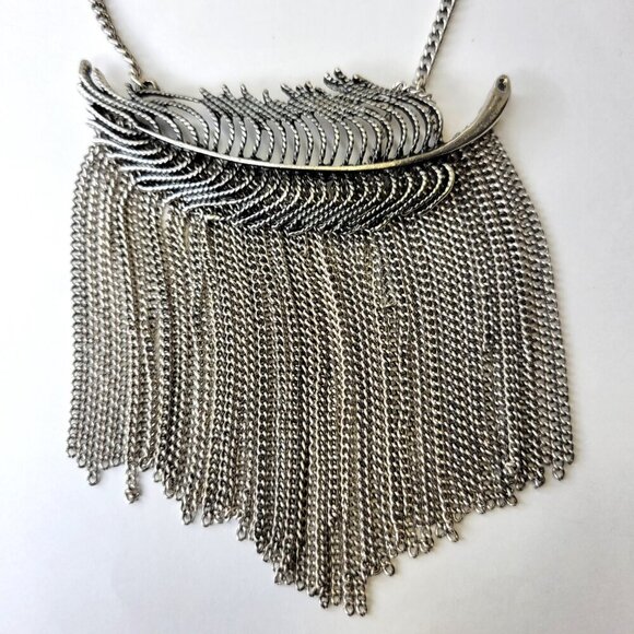 Tribal Motif Feather Pendant Necklace - Picture 2 of 12